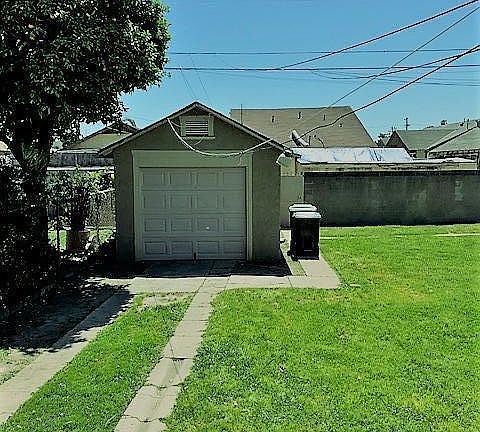 Garage and backyard