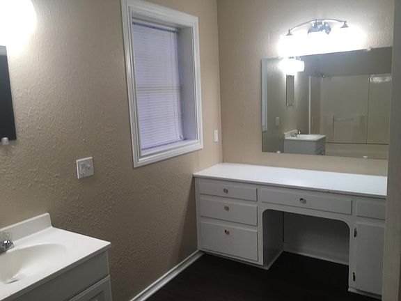 Built-in vanity in bathroom