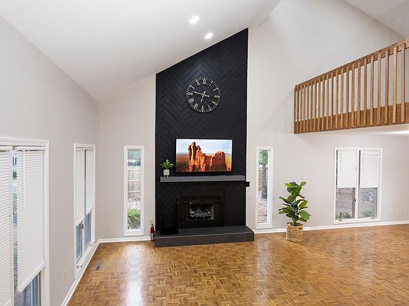 Living room and fireplace