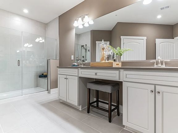 Primary bath with double vanity and shower
