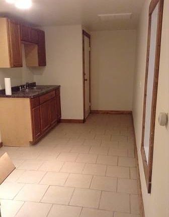 large kitchen with cirular table