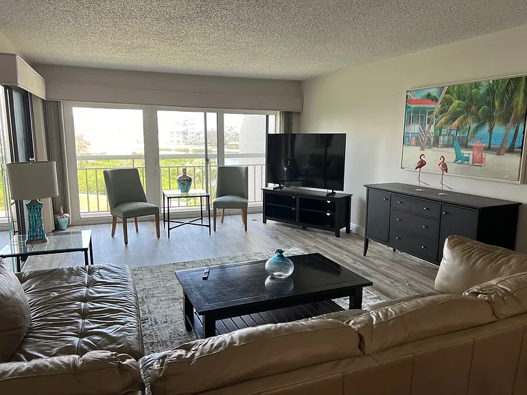 view from dining area. Note, the couch has been changed. See other photos.