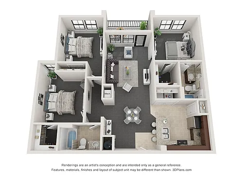 Floor plan Three Bedroom Two Bath