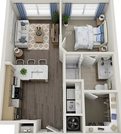 Floor plans are artist's rendering. All dimensions are approximate. Actual product and specifications may vary in dimension or detail. Not all features are available in every apartment. Prices and availability are subject to change. Floor plans are artist