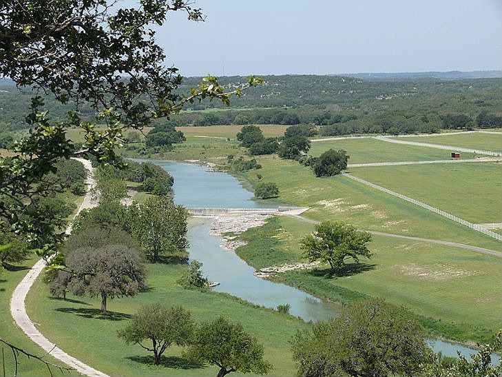 view of creek from hilltop