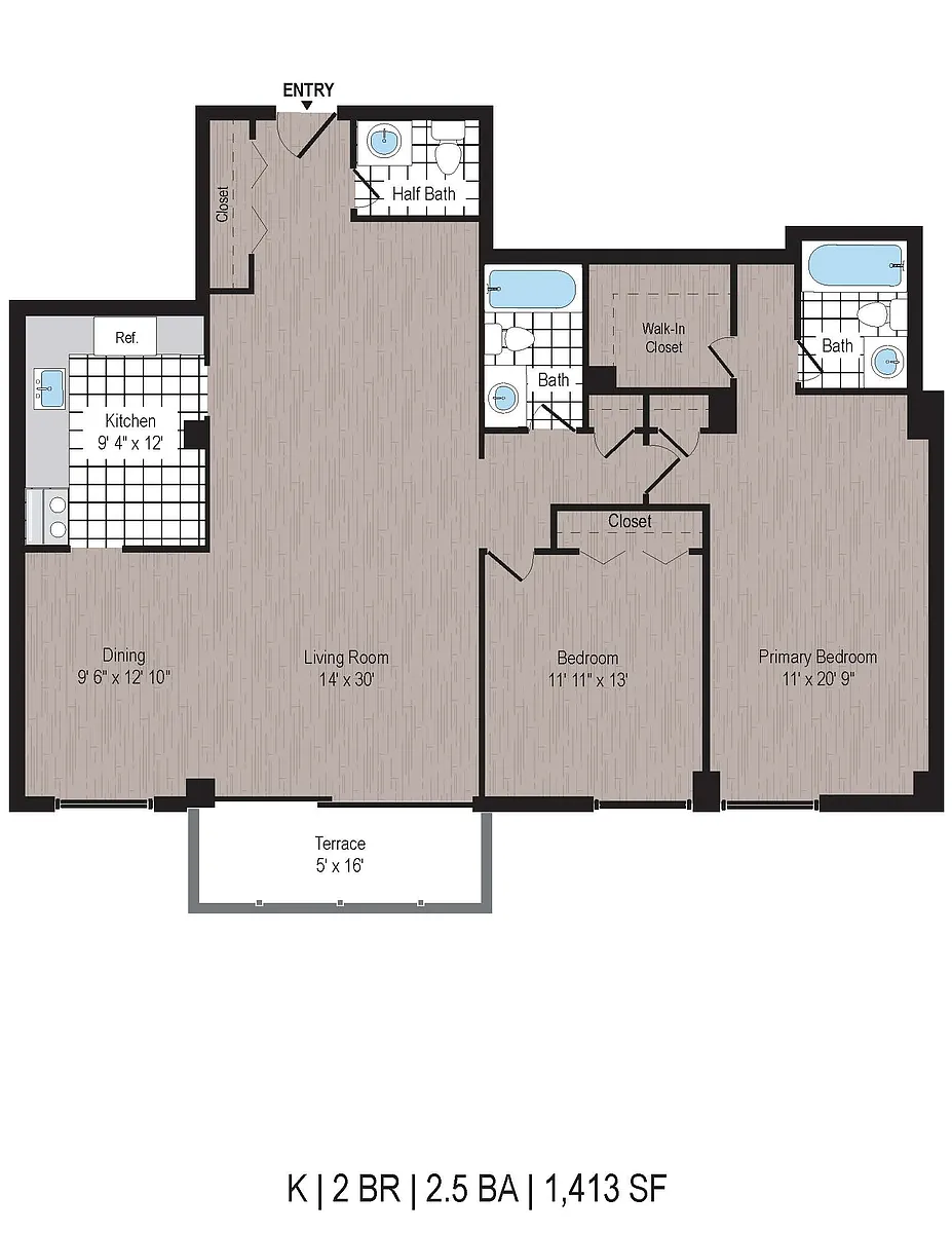 Floor plan 2BR/2.5BA