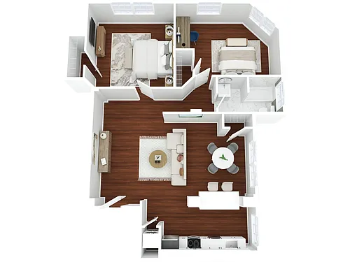Floor plan 2 BR - 1 BTH Renovated (PC)