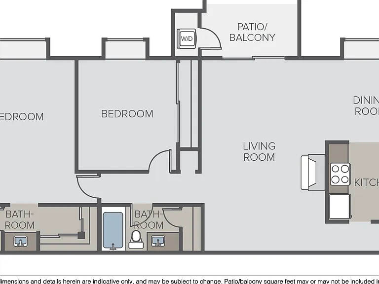 2 Bed 2 Bath (EL)