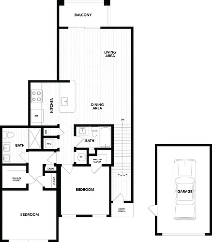 Floor plan 2 Bed/2 Bath-C1G
