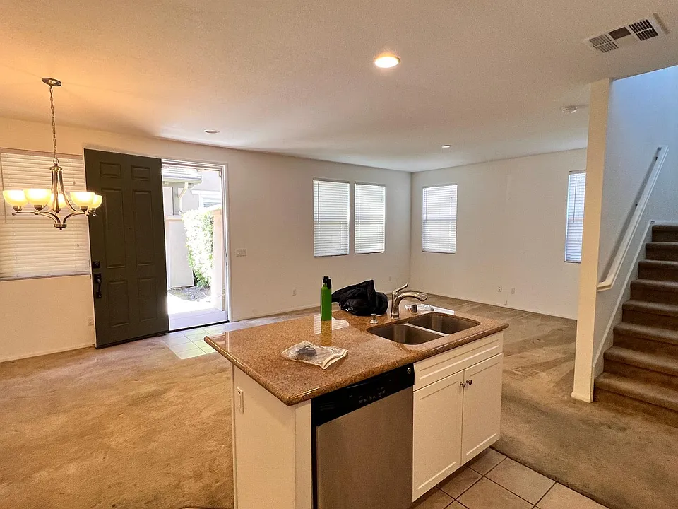 kitchen and living area.
