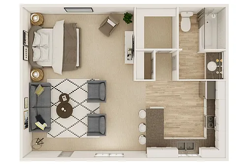 Floor plan S1: 0 Bed 1 Bath