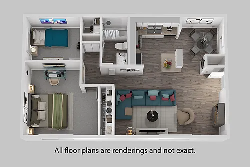 Floor plan 2 Bedroom + 1 Bath