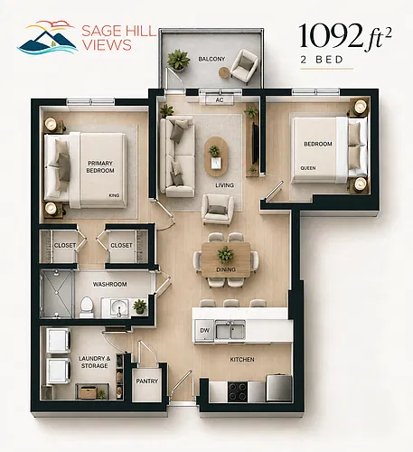 Floor plan 2 Bed 1 Bath