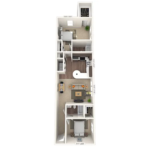 Floor plan Traditional 2x2 920-1232 SF