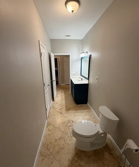 Hall bath with linen closet