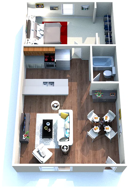 Floor plan 1 Bedroom, 1 Bathroom