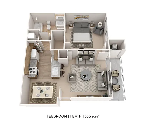 Floor plan One Bedroom-555 sqft