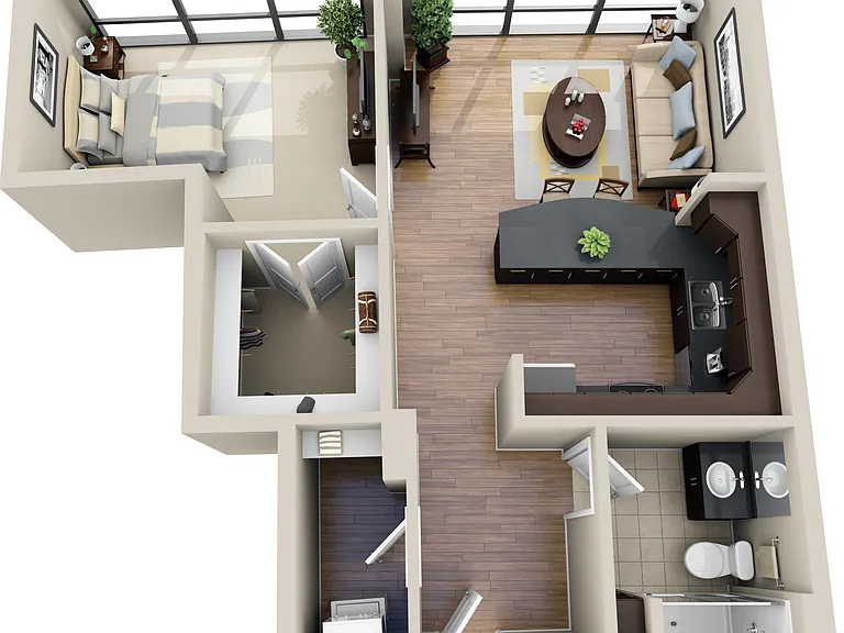 803 square foot 1 bed apartment with 1 bath and luxury vinyl tile floors