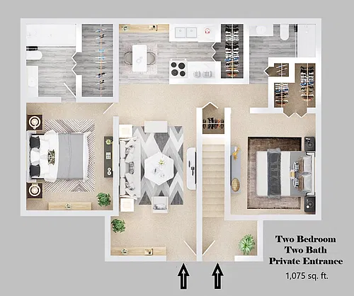Floor plan Two Bedroom Two Bath Large