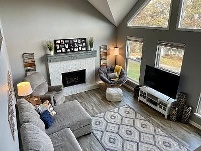 Living Room With New Gas Fireplace.
