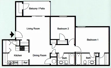 Floor plan 2 Bedroom 2 Bath