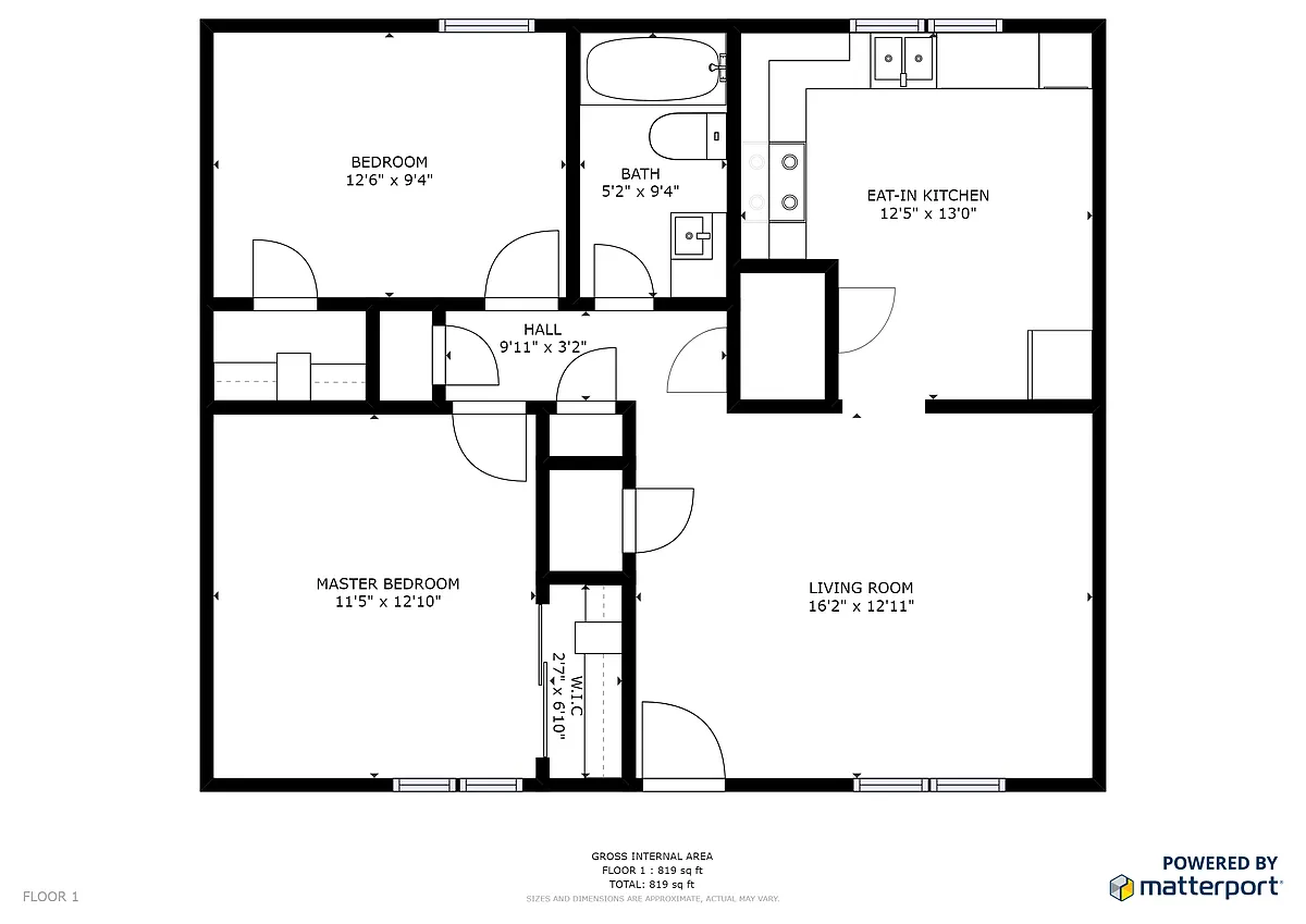Floor plan 2 Bed 1Bath