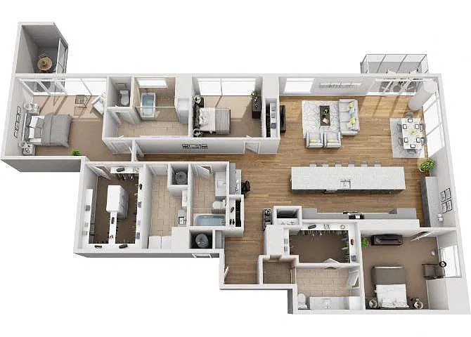 Floor plan 3BR/3BA PH C3D-PH