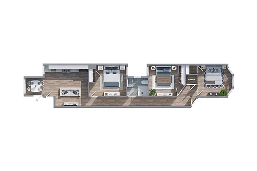 Floor plan 3 Bedroom 1 Bathroom Apartment