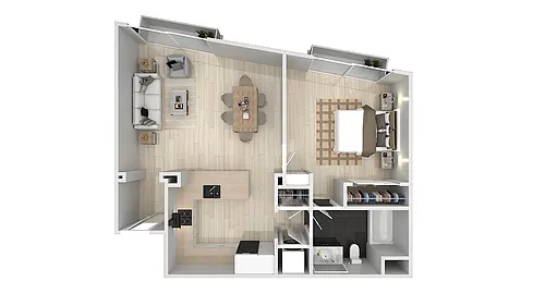 Floor plan 1 Bedroom 1 Bath E
