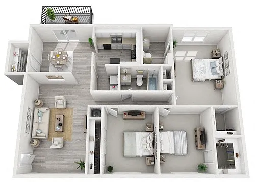 Floor plan 3 Bedroom 2 Bath