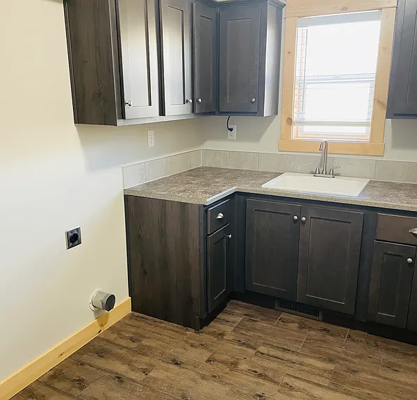 Spacious laundry room with sink and natural light