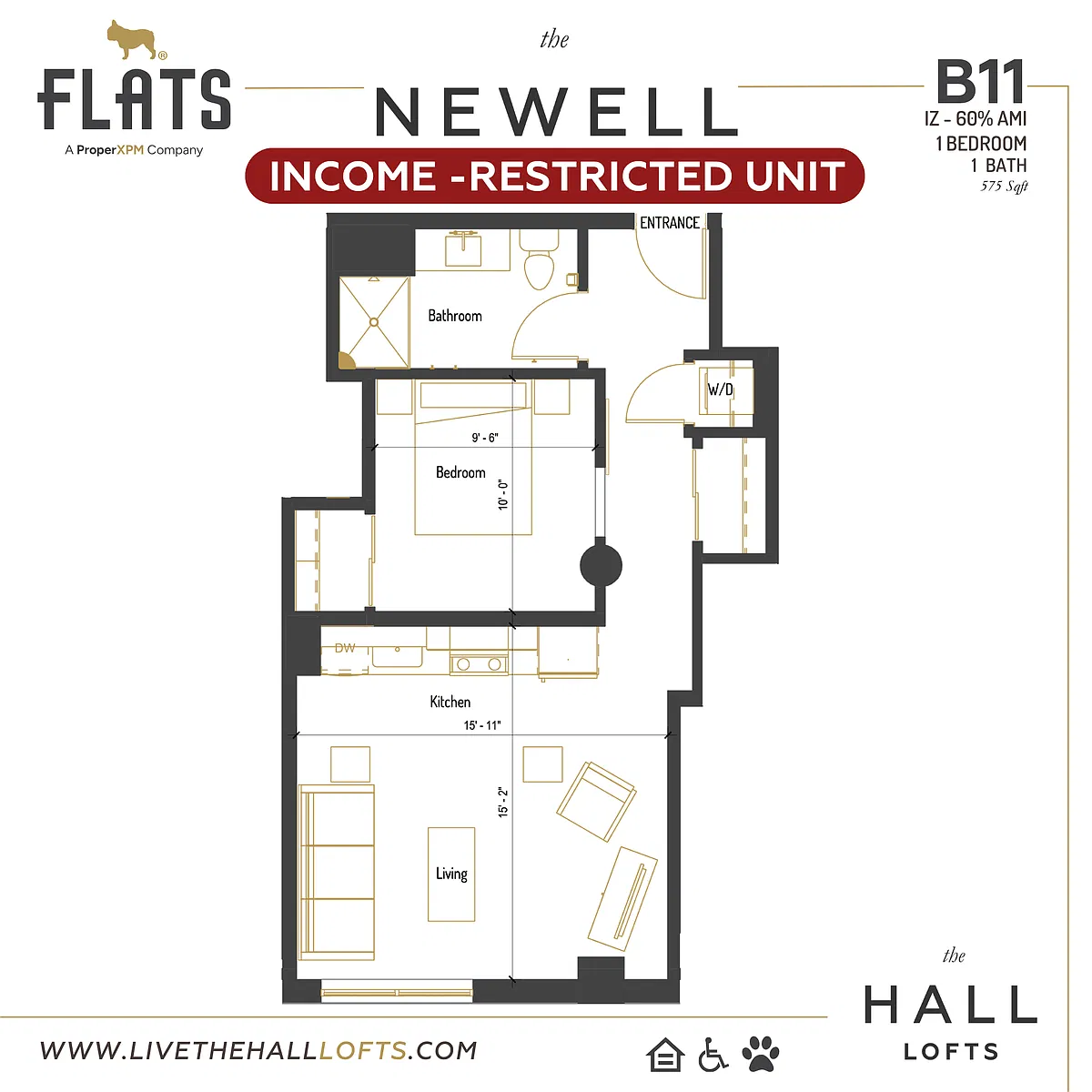 Floor plan B11 - IZ 60% AMI