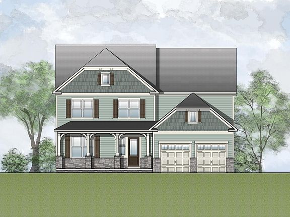 Custom two-story home with stone, siding and shakes