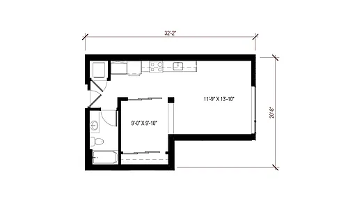 Floor plan Urban 1 Bedroom - U20