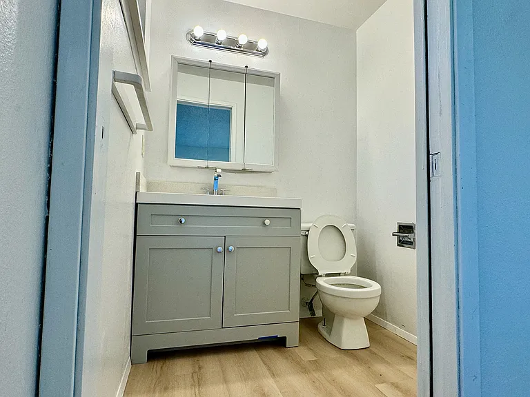 Remodeled half bathroom in master bedroom