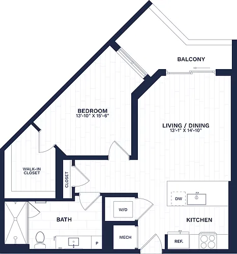 Floor plan 1 Bed/1 Bath-A4