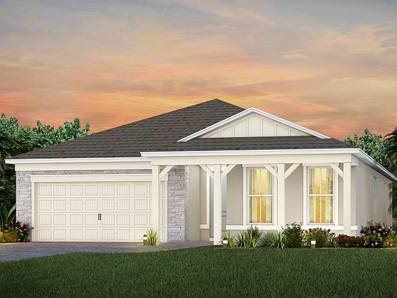 The Palmary, a one-story single family home with a 2 car garage, shown as home exterior CO3