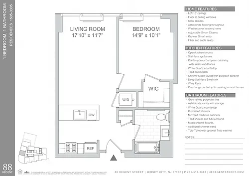 Floor plan 88 Regent-1 Bed A18