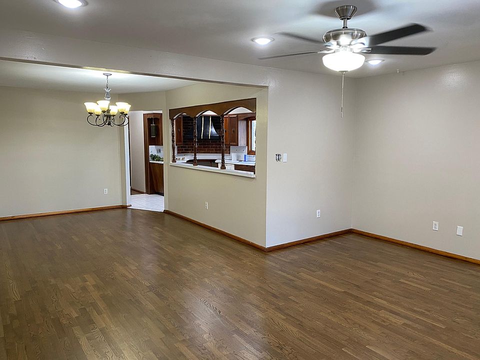 Redone hardwood floors and spacious living room