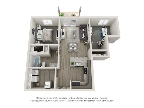 Floor plan 1 Bedroom 1 Bathroom with Den
