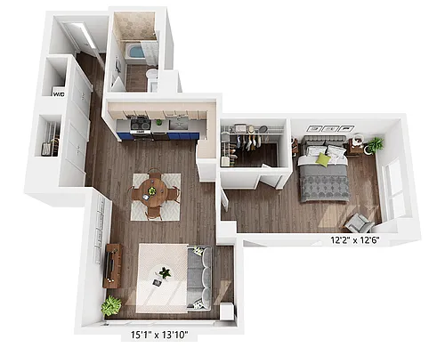 Floor plan One Bedroom A1HH
