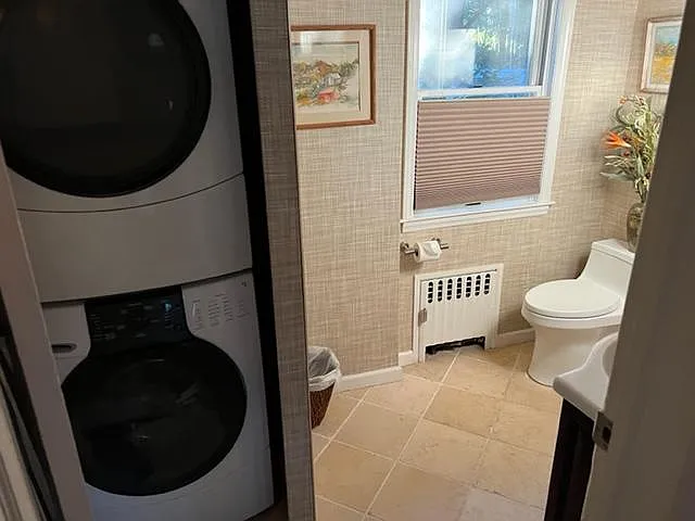 washer dryer on main floor with half bath