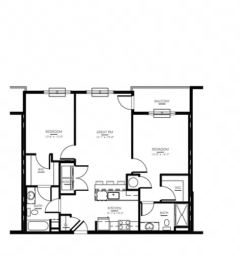 Floor plan 2 Bed/2 Bath-B1 Phase IV