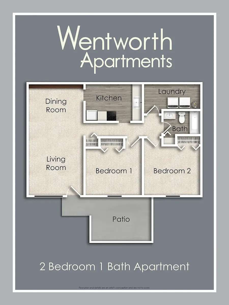 Floor plan 2 Bedroom 1 Bath