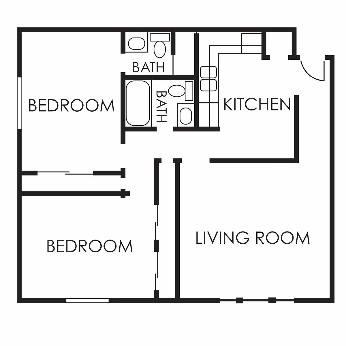 Floor plan 2 bed, 2 bath