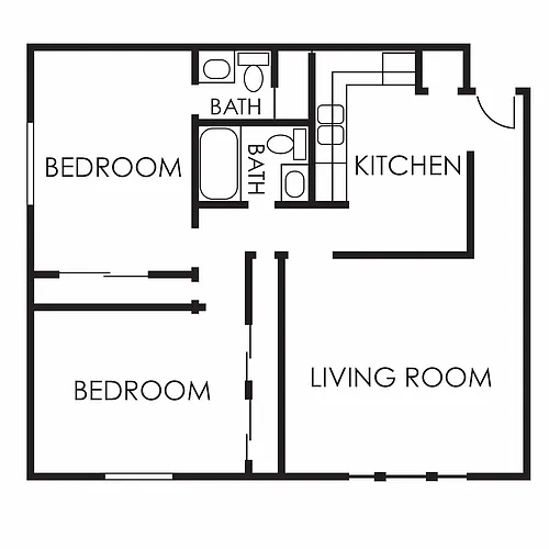 Floor plan 2 bed, 2 bath