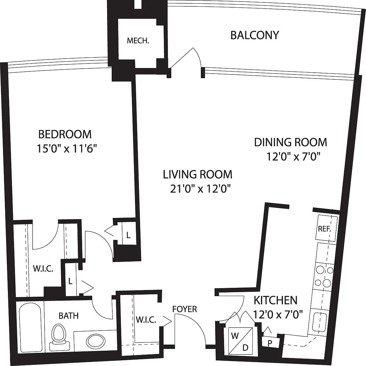 Floor plan 1 Bedroom P