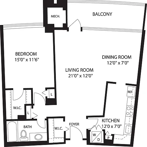Floor plan 1 Bedroom P