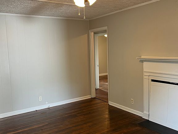 Living room the fireplace is sealed off.