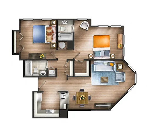Floor plan 2 Bedroom 2G 17